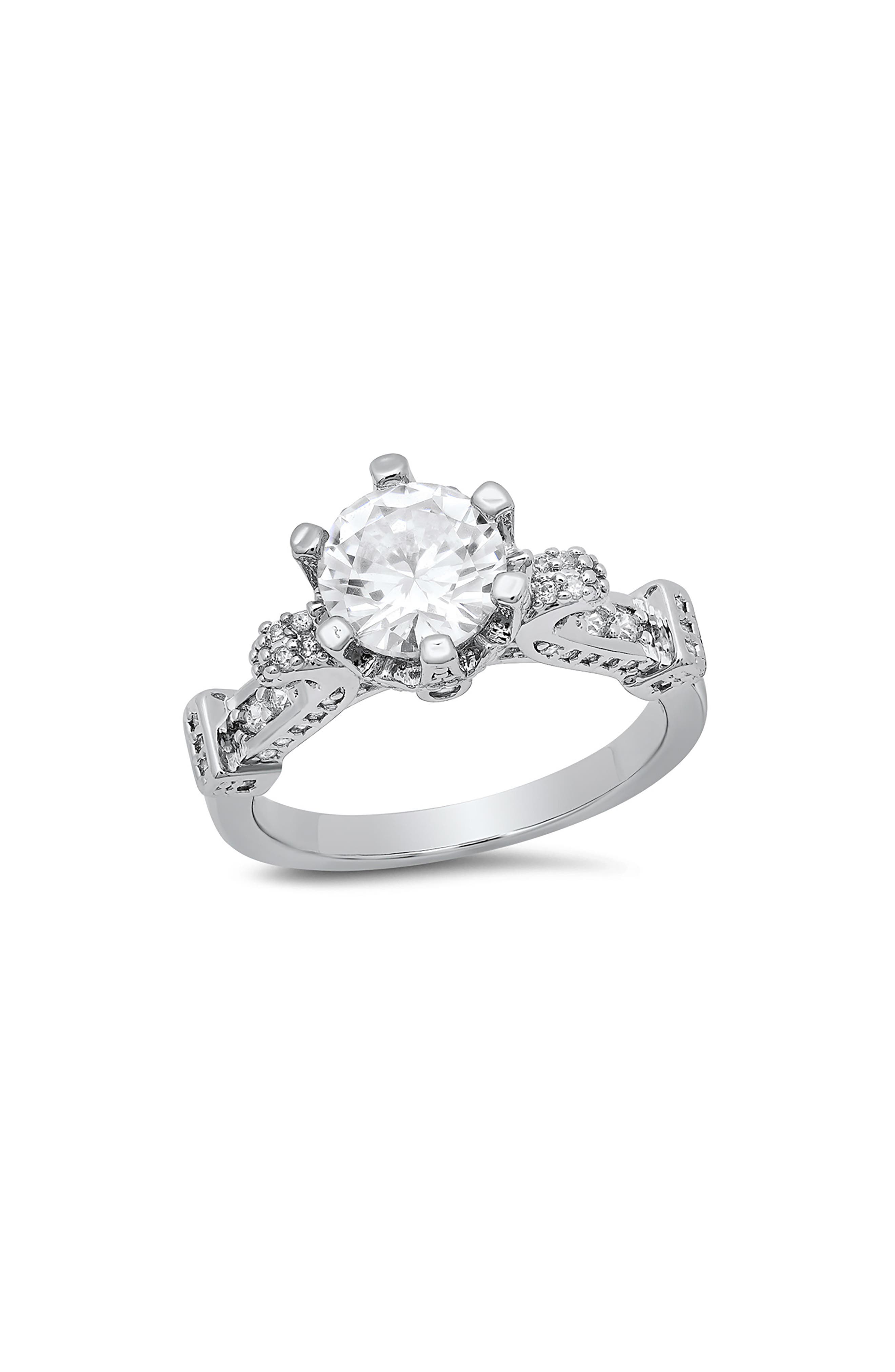 HMY JEWELRY Round Cubic Zirconia Engagement Ring