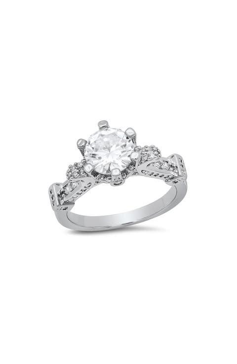 Round Cubic Zirconia Engagement Ring