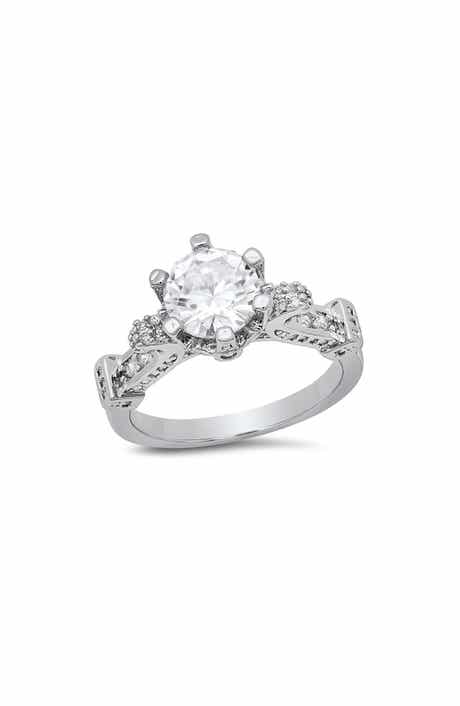 HMY JEWELRY Round Cubic Zirconia Engagement Ring