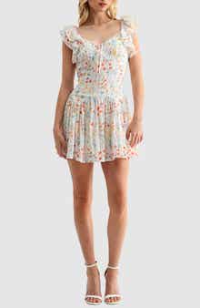 Lush Flutter Sleeve Dropwaist Minidress
