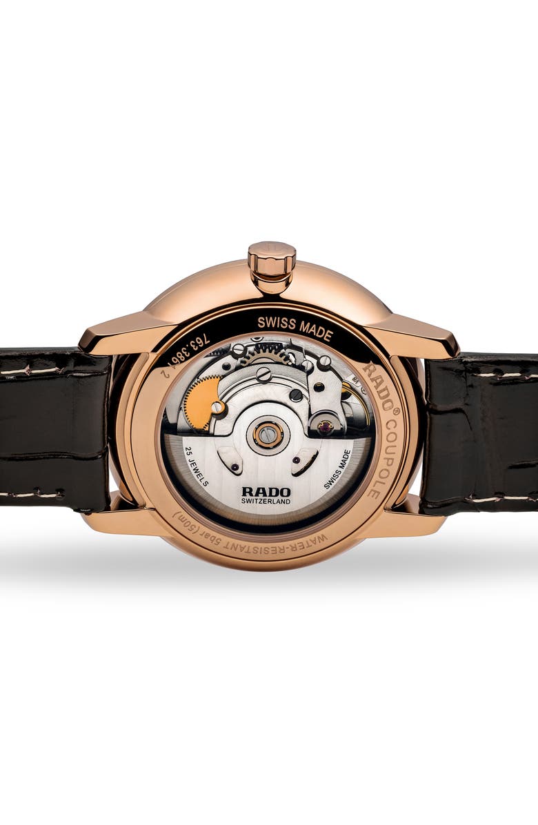 RADO Coupole Classic Automatic Leather Strap Watch, 38mm, Alternate, color, 