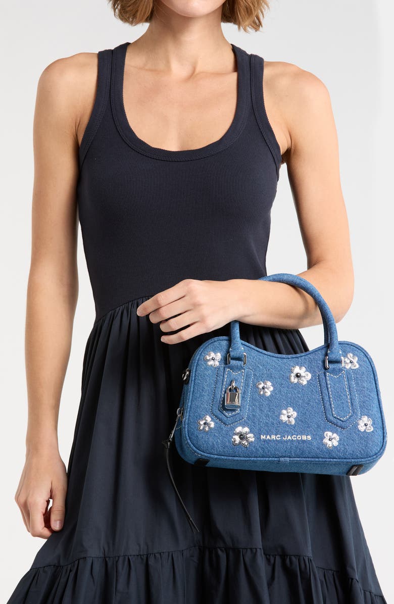 Marc Jacobs Daisy Sequin Denim Shoulder Bag, Alternate, color, Medium Denim