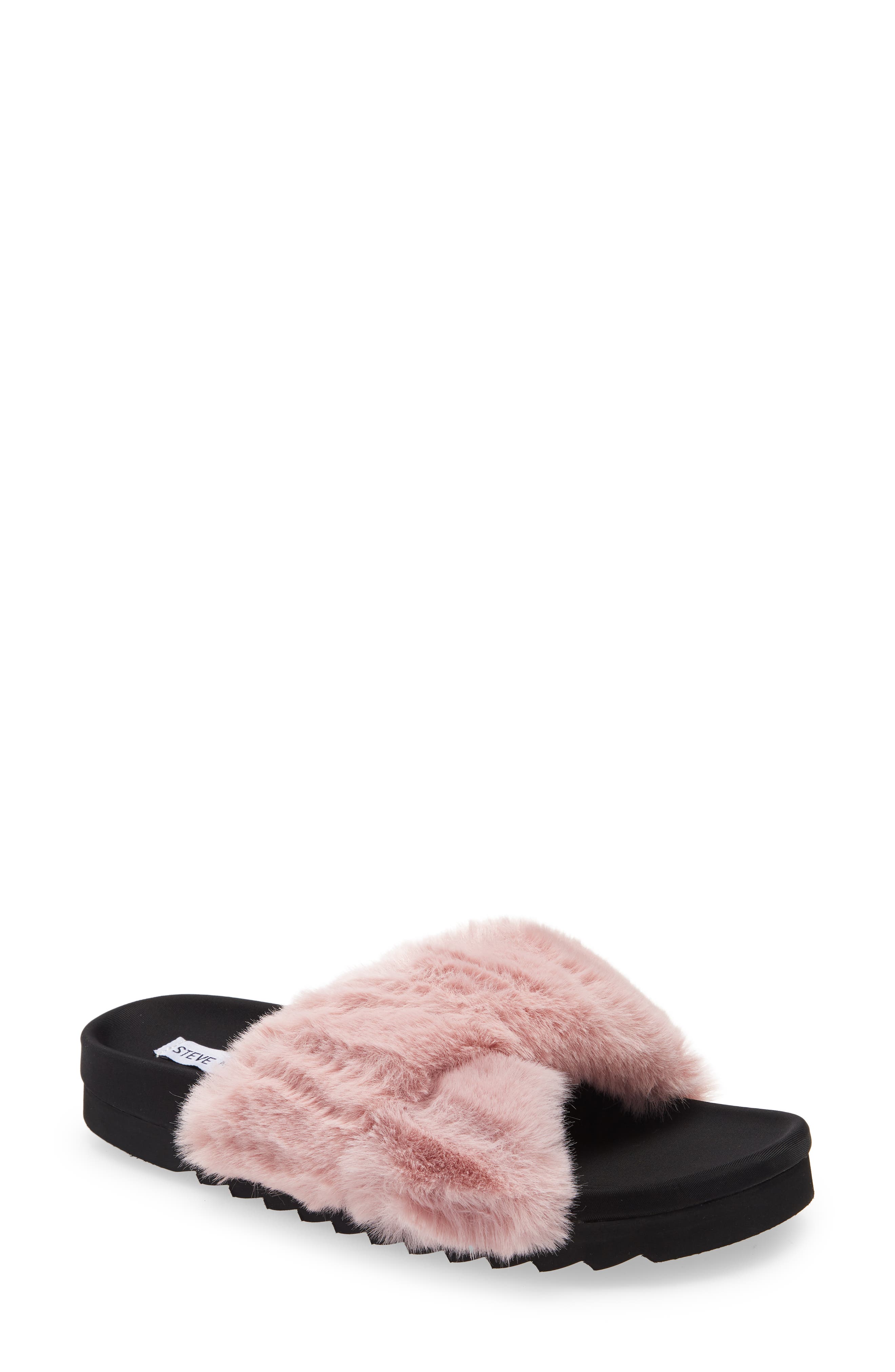 Amari Faux Fur Slipper, Main, color, PINK
