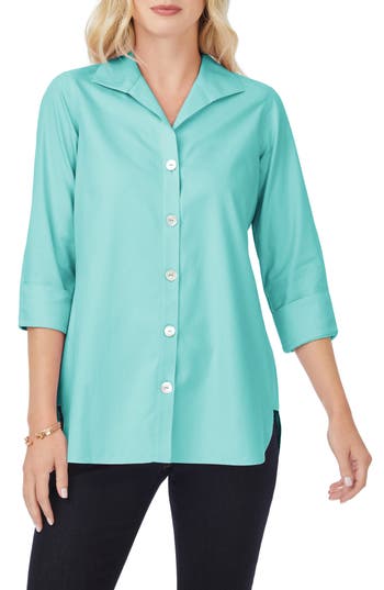 Foxcroft Pandora Non-iron Cotton Shirt In Blue