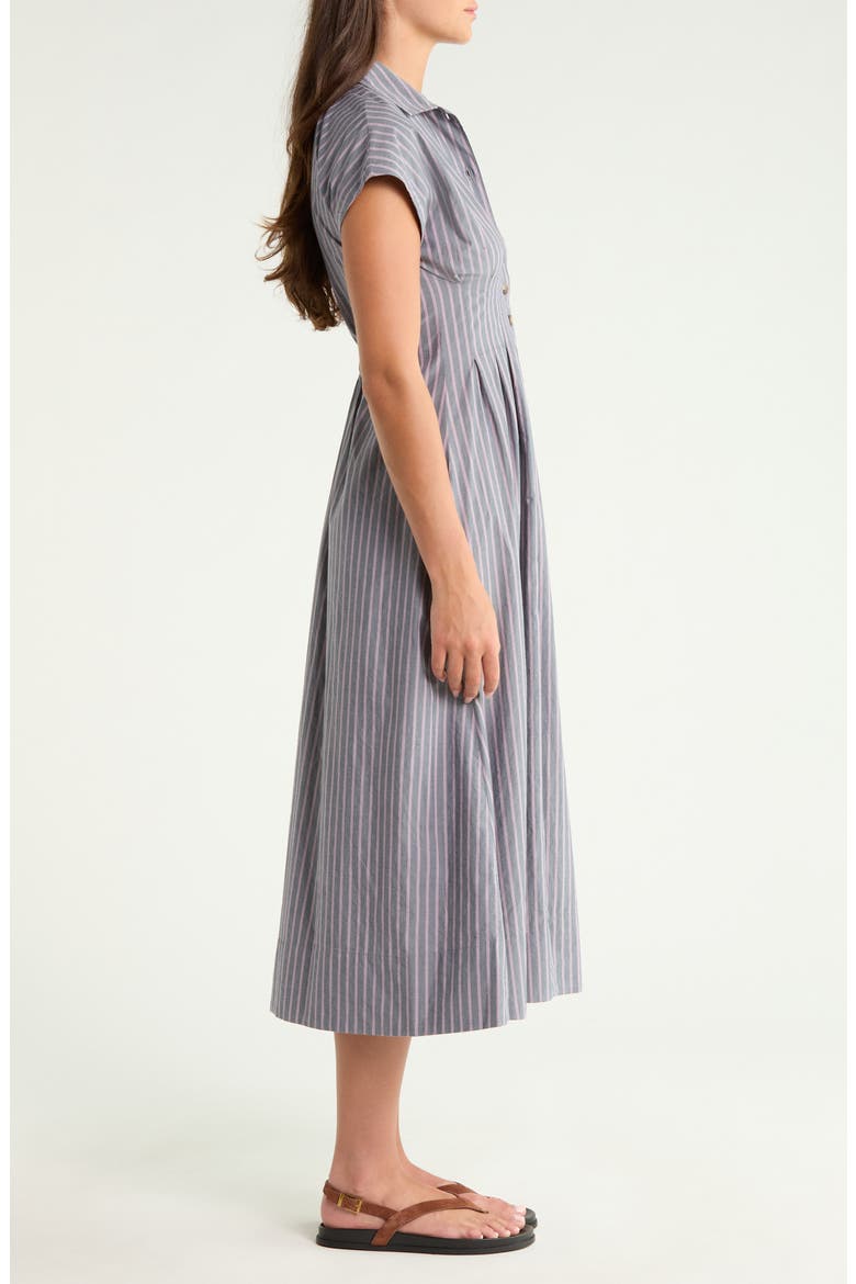 Arden Pima Cotton Midi Shirtdress, Alternate, color, NAVY/ LILAC STRIPE