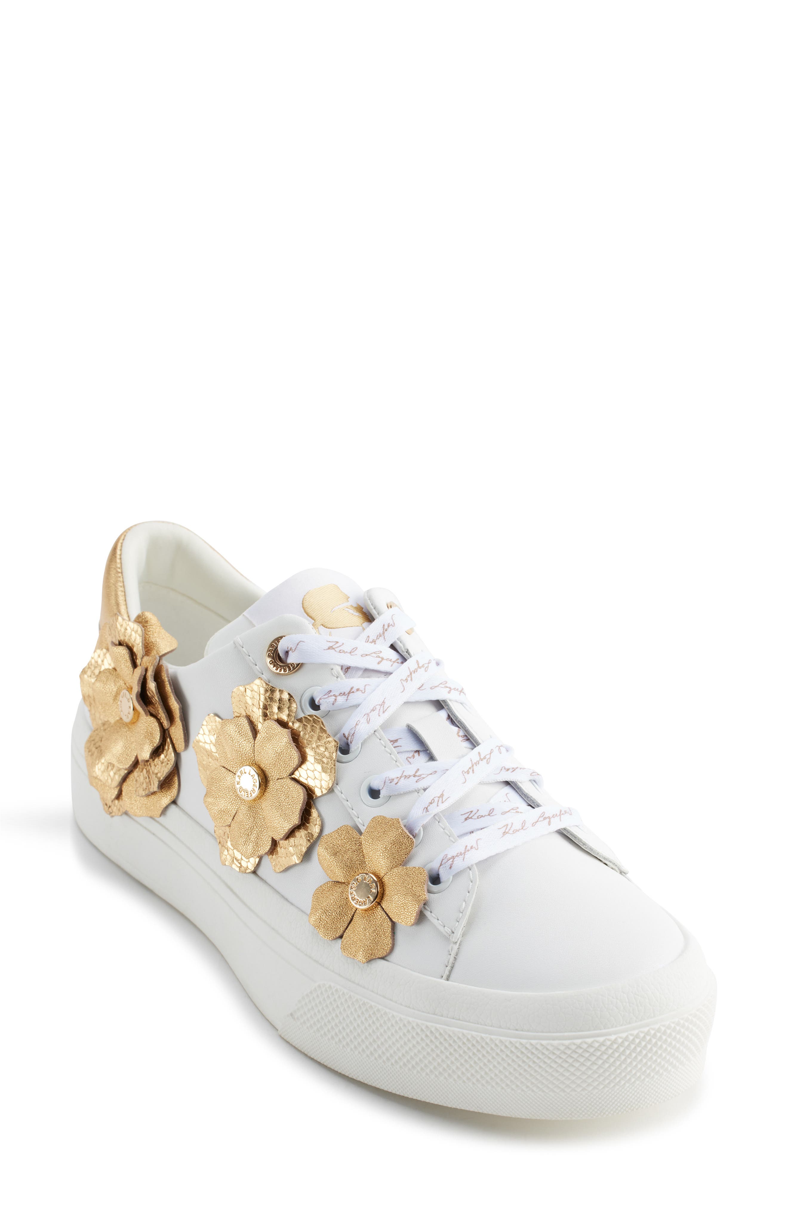 KARL LAGERFELD PARIS Georgia Sneaker, Main, color, Bright White/ Gold