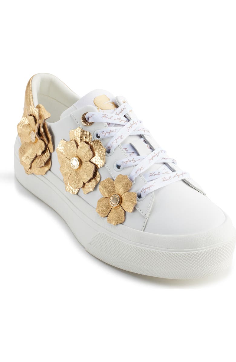 KARL LAGERFELD PARIS Georgia Sneaker, Main, color, Bright White/ Gold