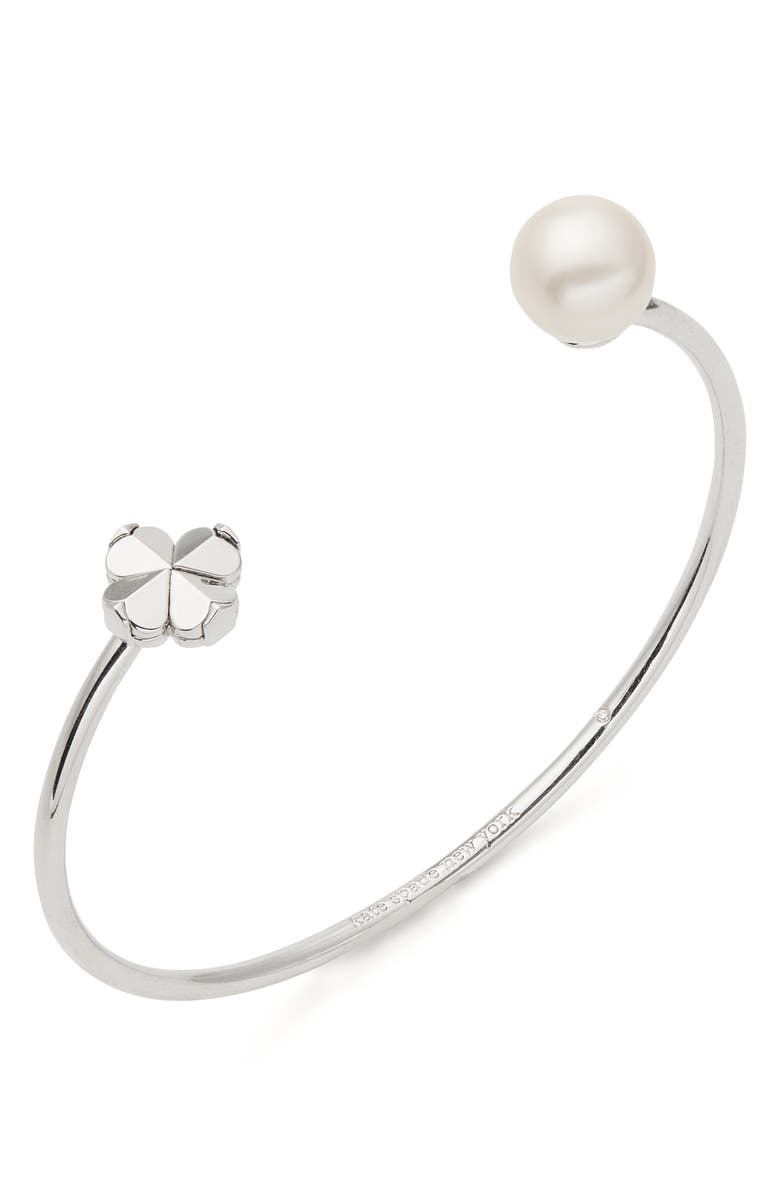Kate Spade New York spade flower faux pearl cuff bracelet, Alternate, color, 