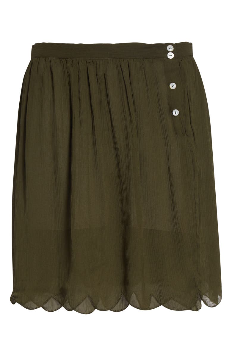 Bode Mab Button Silk Georgette Skirt, Main, color, Olive