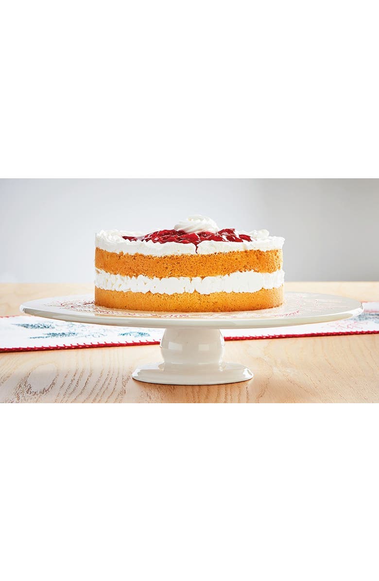 tag Tis Season Christmas Wreath Cake Plate Red Ceramic Platter, Alternate, color, Red