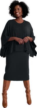 Jessica London Cable Knit Cape Sweater Dress
