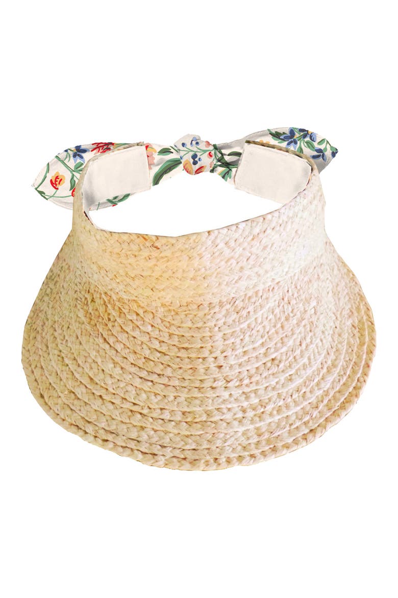 Straw Visor, Alternate, color, NATURAL/ CREAM VINE FLORAL