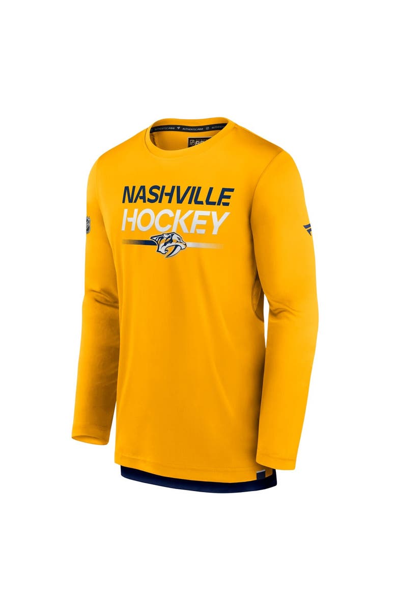 FANATICS Men's Fanatics Branded Gold Nashville Predators Authentic Pro Long Sleeve T-Shirt, Alternate, color,