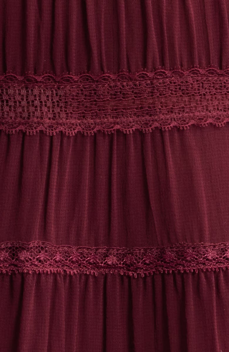 LoveShackFancy Fleetta Tiered Miniskirt, Alternate, color, Oxblood