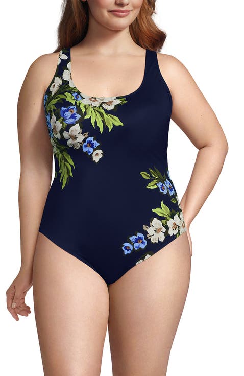 Plus Size Tugless X-Back One Piece Swimsuit