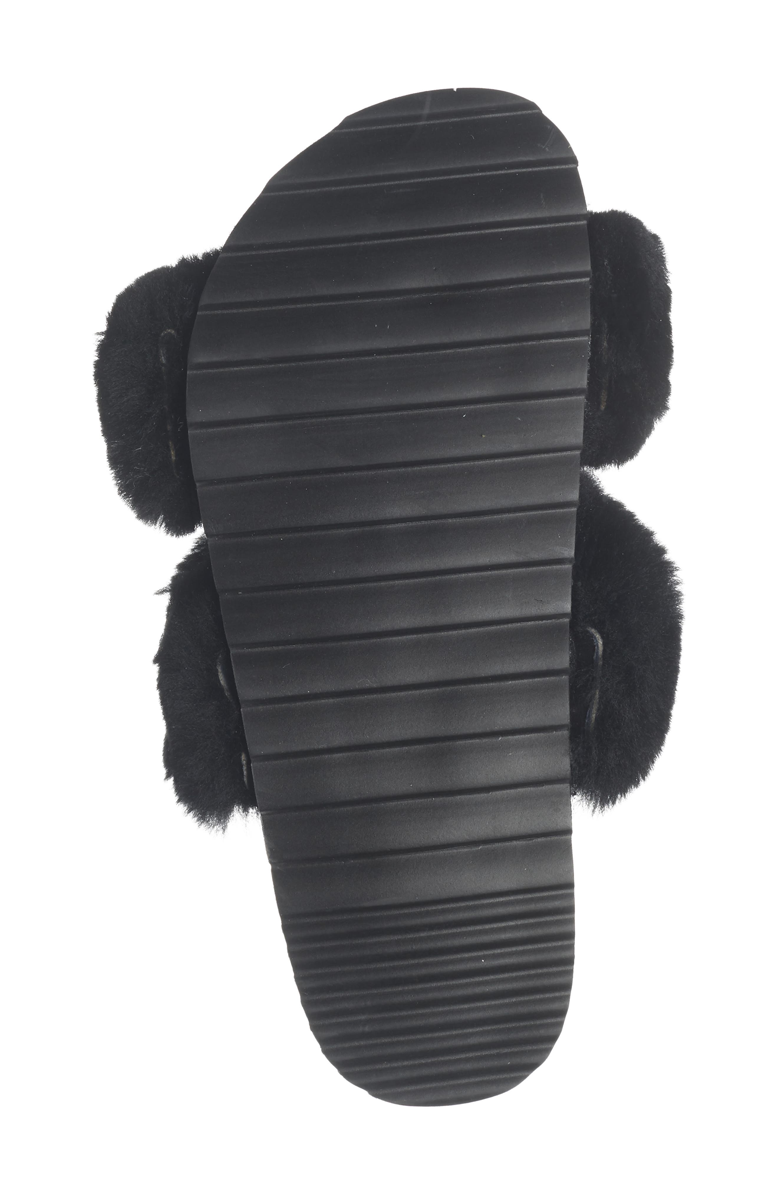 EZ Feet Genuine Shearing Two-Band Sandal, Alternate, color, Black