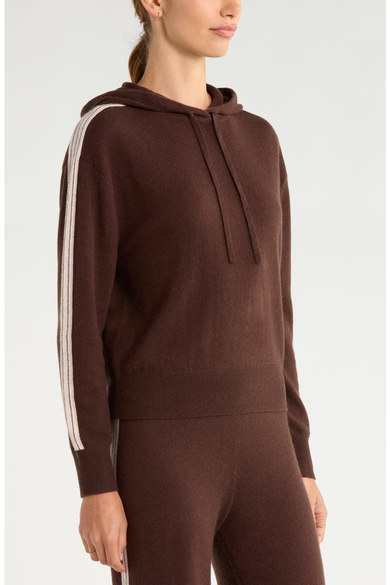 Wool & Cashmere Stripe Hoodie, Alternate, color, BROWN MOLE