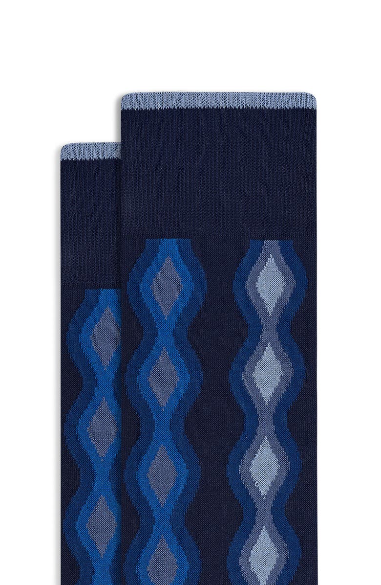 Bugatchi Argyle Mercerized Cotton Blend Dress Socks, Main, color, Navy