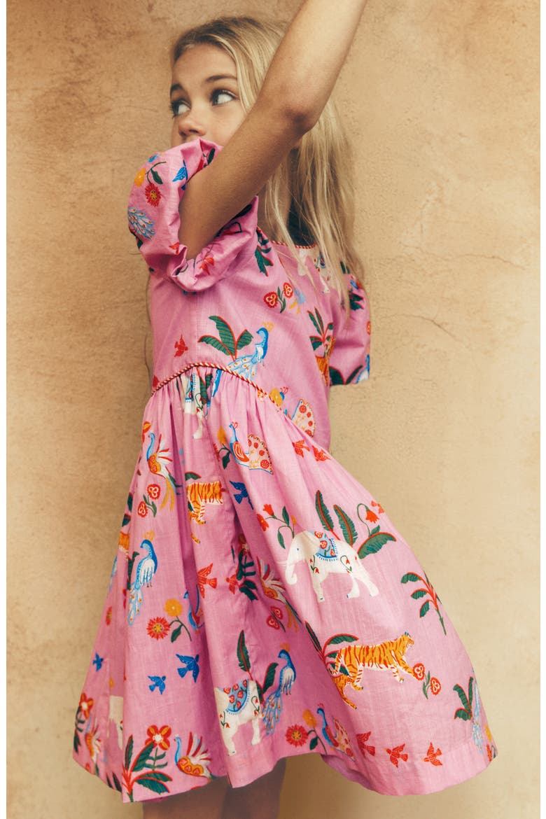 Kids' V-Waist Dress, Alternate, color, FORMICA PINK TROPICAL ANIMALS