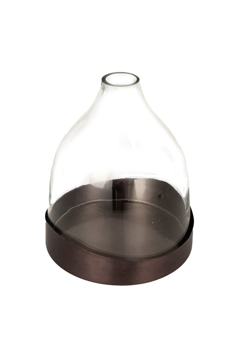 Sophisticated Glass Cloche with Metal Tray, Clear and Black Nickel, Main, color, Black