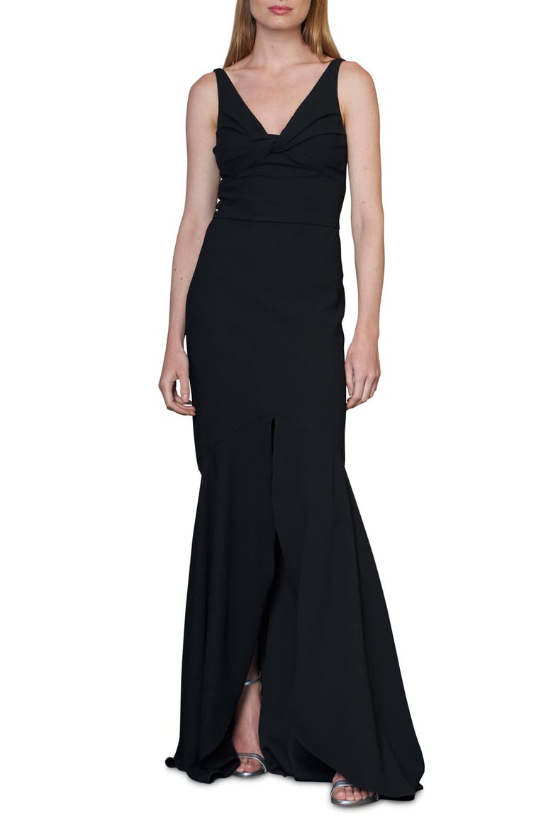 Twist Front Crepe Gown, Main, color, JET