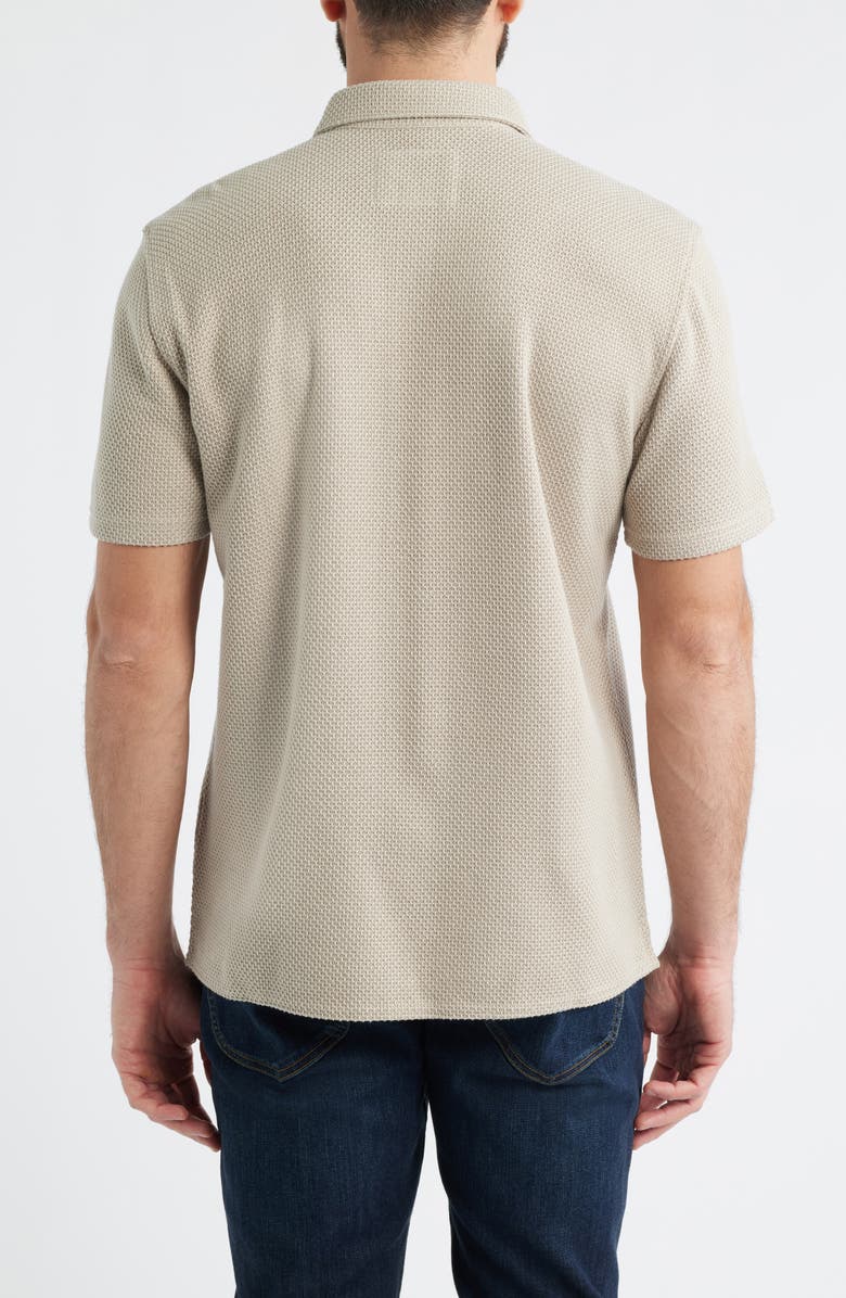 Johnston & Murphy Linden Textured Short Sleeve Button-Up Shirt, Alternate, color, Oatmeal