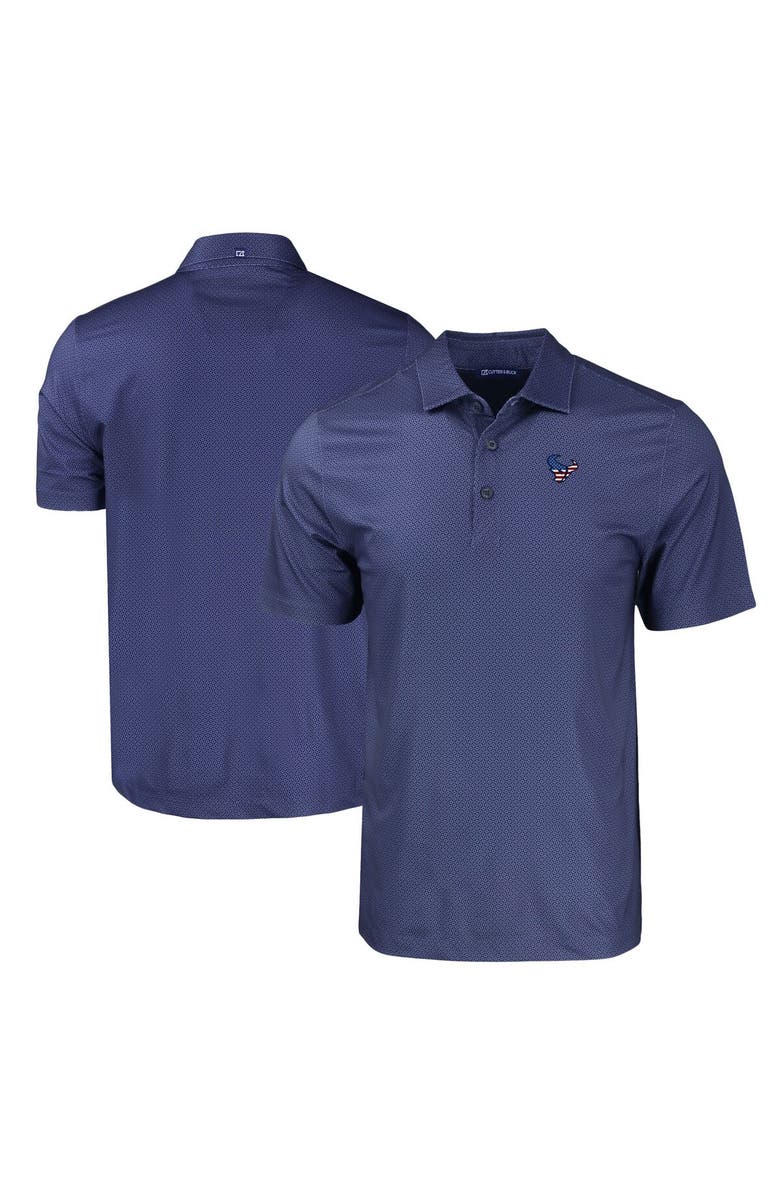 Cutter & Buck Men's Cutter & Buck Navy Houston Texans Big & Tall Americana Pike Eco Tonal Geo Print Stretch Recycled Polo, Main, color, Navy