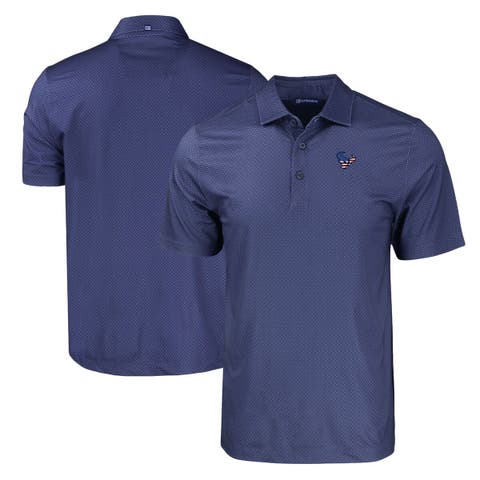 Men's Cutter & Buck Navy Houston Texans Big & Tall Americana Pike Eco Tonal Geo Print Stretch Recycled Polo