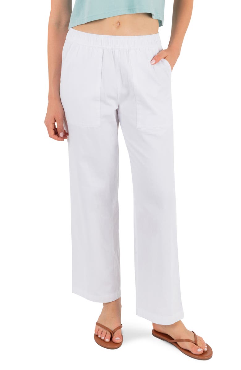 Hurley Wavy Days Wide Leg Pants, Main, color, White
