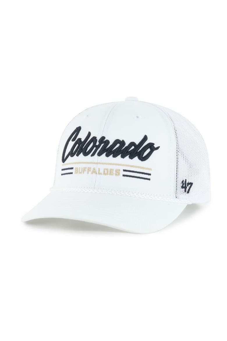 Men's '47 White Colorado Buffaloes Garner Rope Trucker Adjustable Hat, Main, color, White