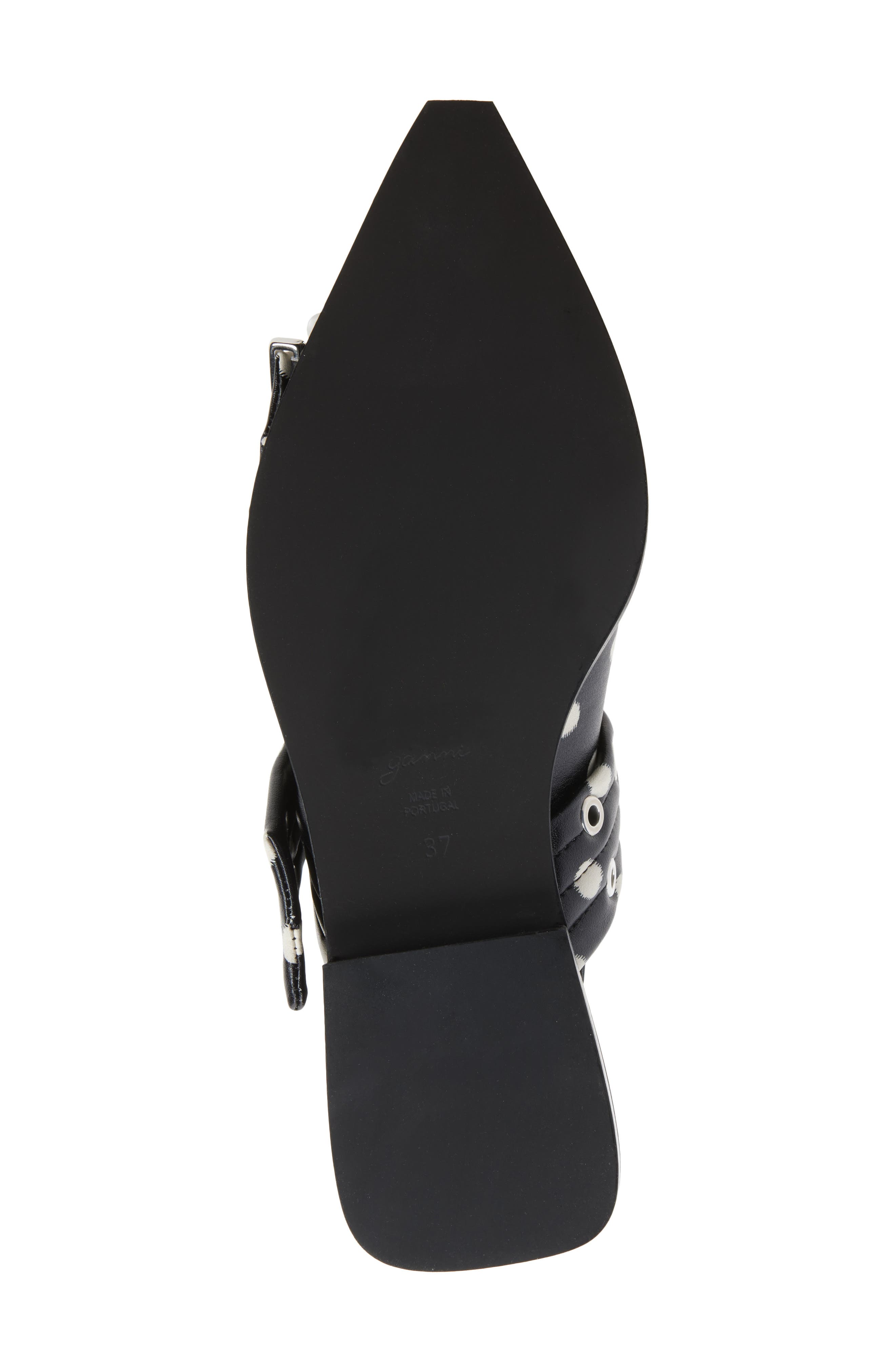 Ganni Pointed Toe Mary Jane Slingback Flat, Alternate, color, Black