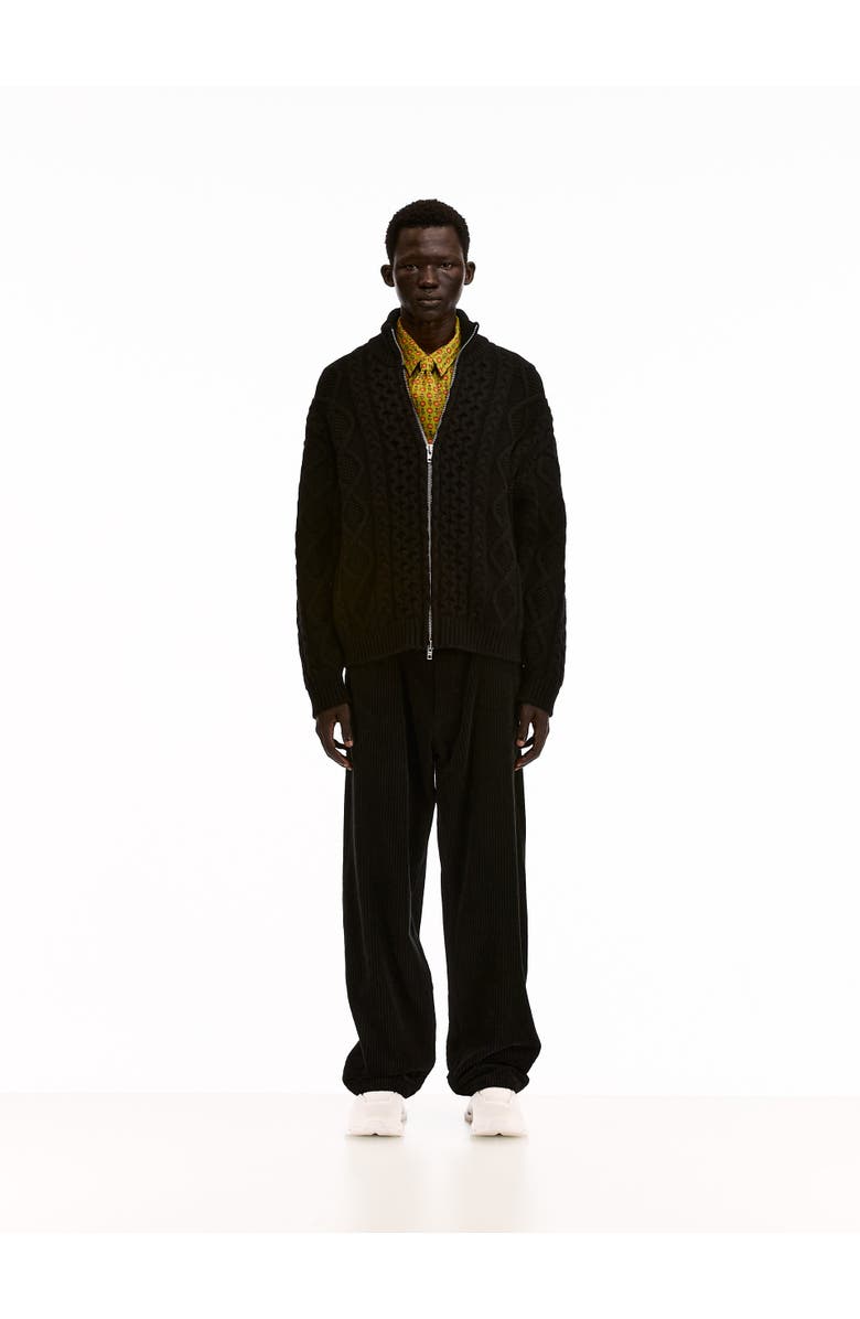 vowels Cable Knit Zip Up, Alternate, color, Black