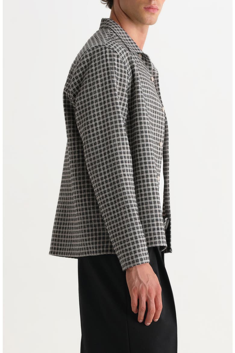 Corey Mini Check Long Sleeve Camp Shirt, Alternate, color, BLACK / ECRU