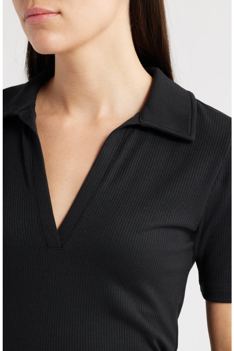 Drapey Rib Polo, Alternate, color, JET BLACK