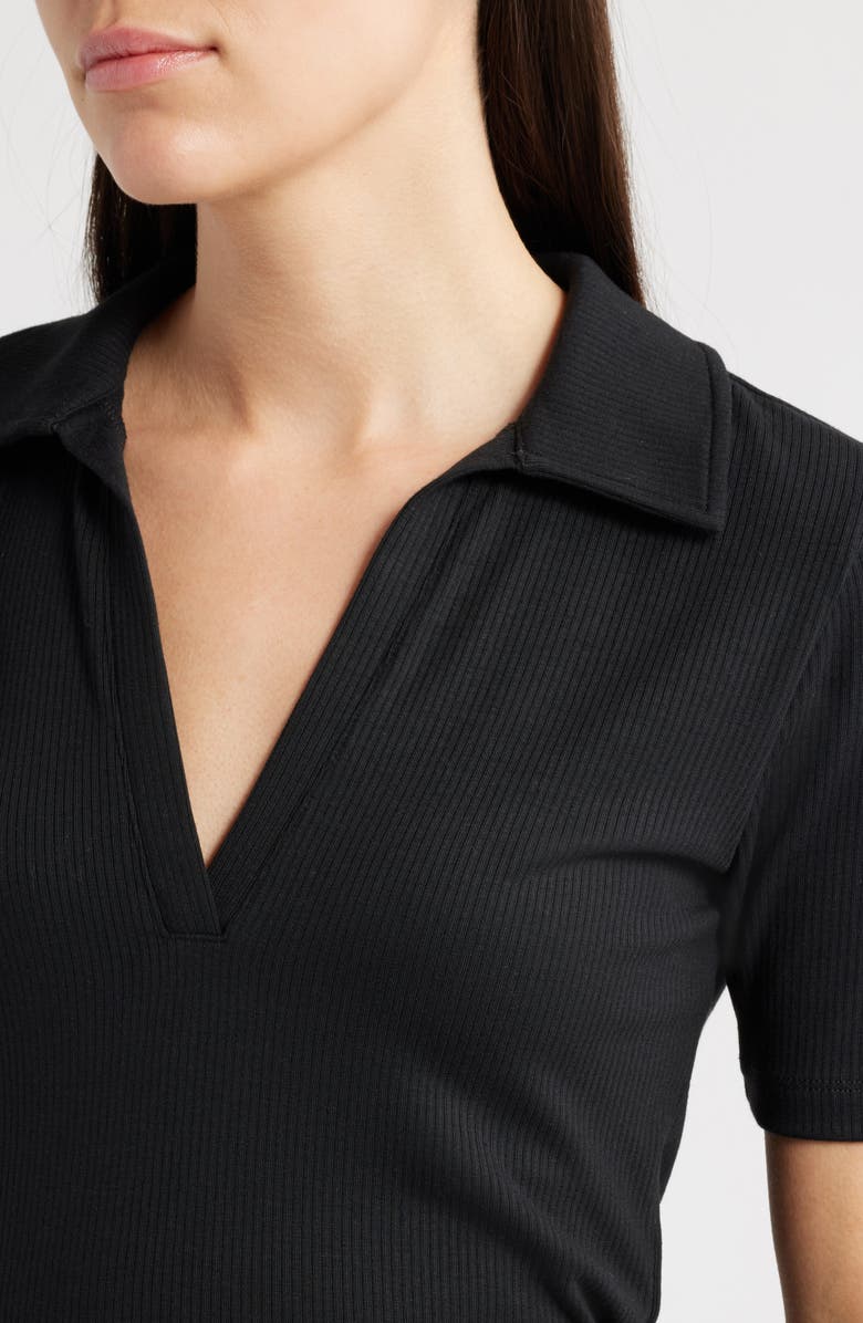 Madewell Drapey Rib Polo, Alternate, color, Jet Black