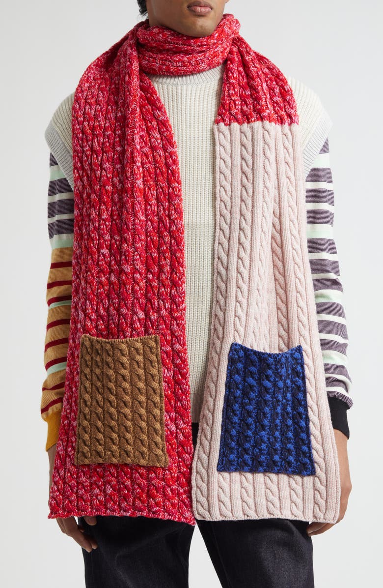 Waste Yarn Project Knut One Of A Kind Colorblock Scarf, Main, color, White Multi