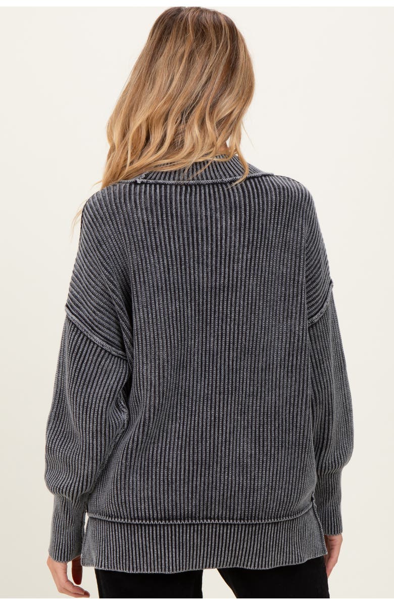 PinkBlush Washed Side Slit Oversized Sweater, Alternate, color, Black