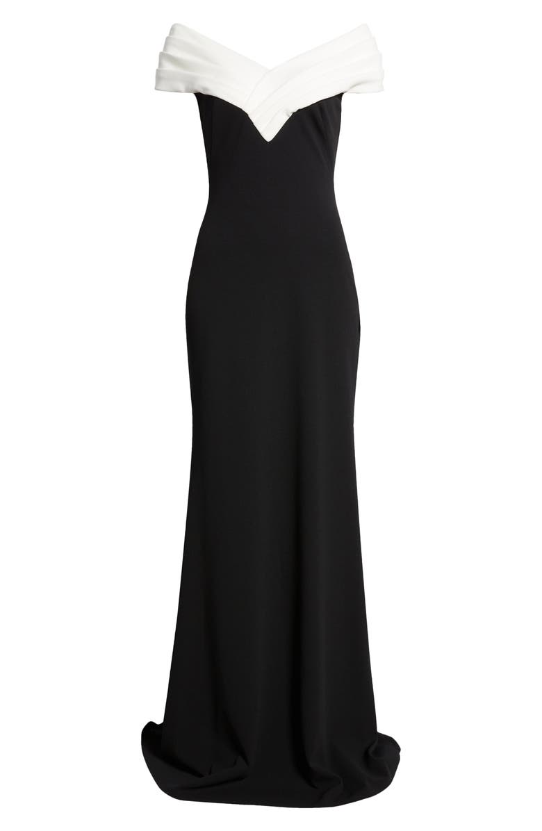 Tadashi Shoji Portrait Neck Short Sleeve Gown, Alternate, color, 