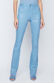 L'AGENCE Ruth Coated High Waist Raw Hem Straight Leg Jeans