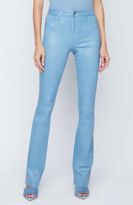 L'AGENCE Ruth Coated High Waist Raw Hem Straight Leg Jeans
