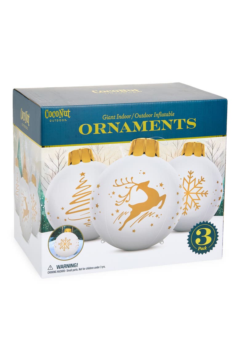 Assorted 3-Pack Inflatable Indoor/Outdoor Holiday Ornaments, Main, color, WHITE