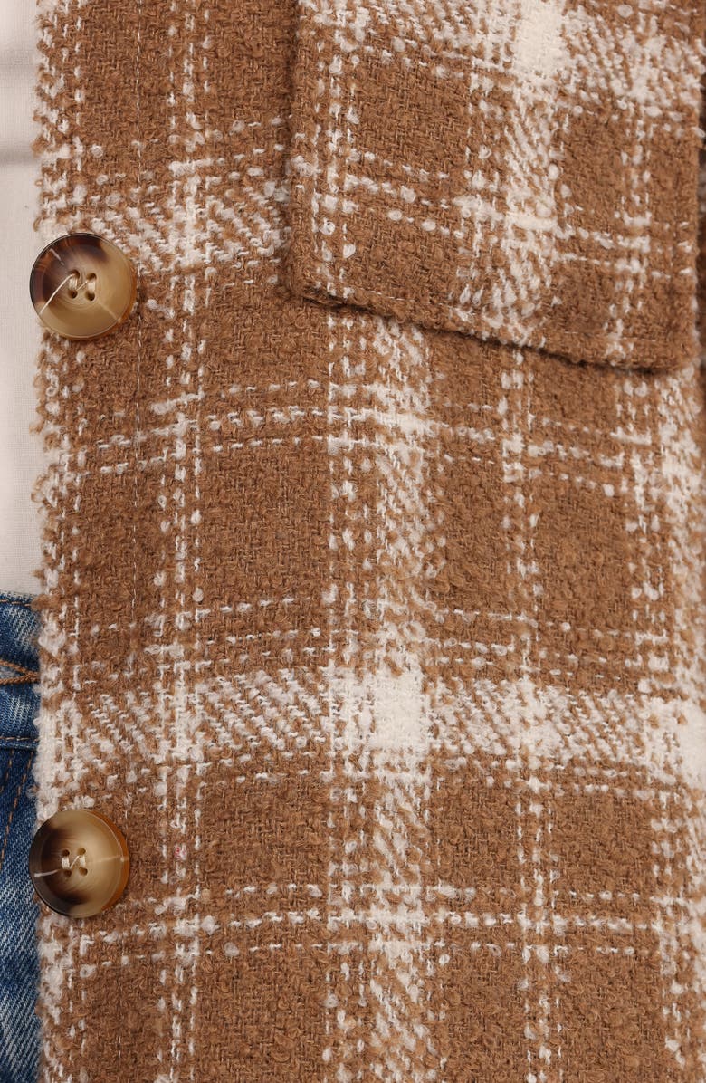 Petal & Pup Dion Plaid Longline Shacket, Alternate, color, Tan/ White