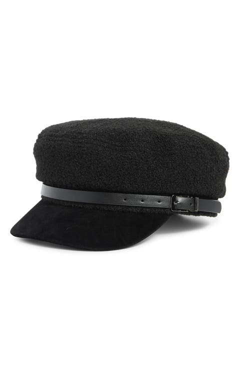 Bouclé Faux Suede Brim Cabbie Driving Cap
