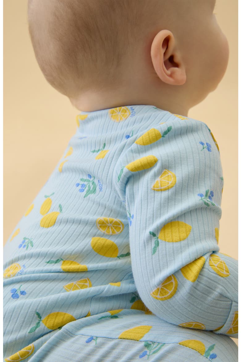 Ribbed Two Way Zip-Up Sleepsuit, Alternate, color, Citrus & Omphalodes