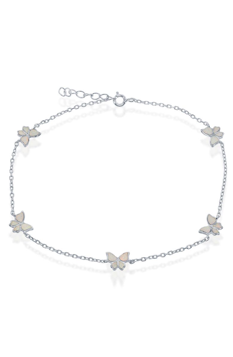 SIMONA White Opal Butterfly Anklet, Main, color, White