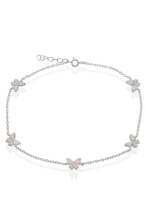 White Opal Butterfly Anklet