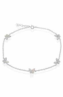 SIMONA White Opal Butterfly Anklet