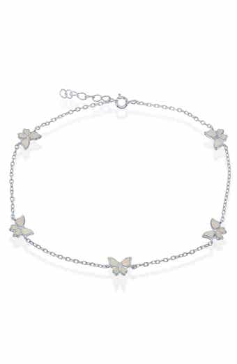 SIMONA White Opal Butterfly Anklet