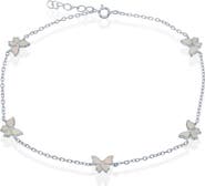 SIMONA White Opal Butterfly Anklet