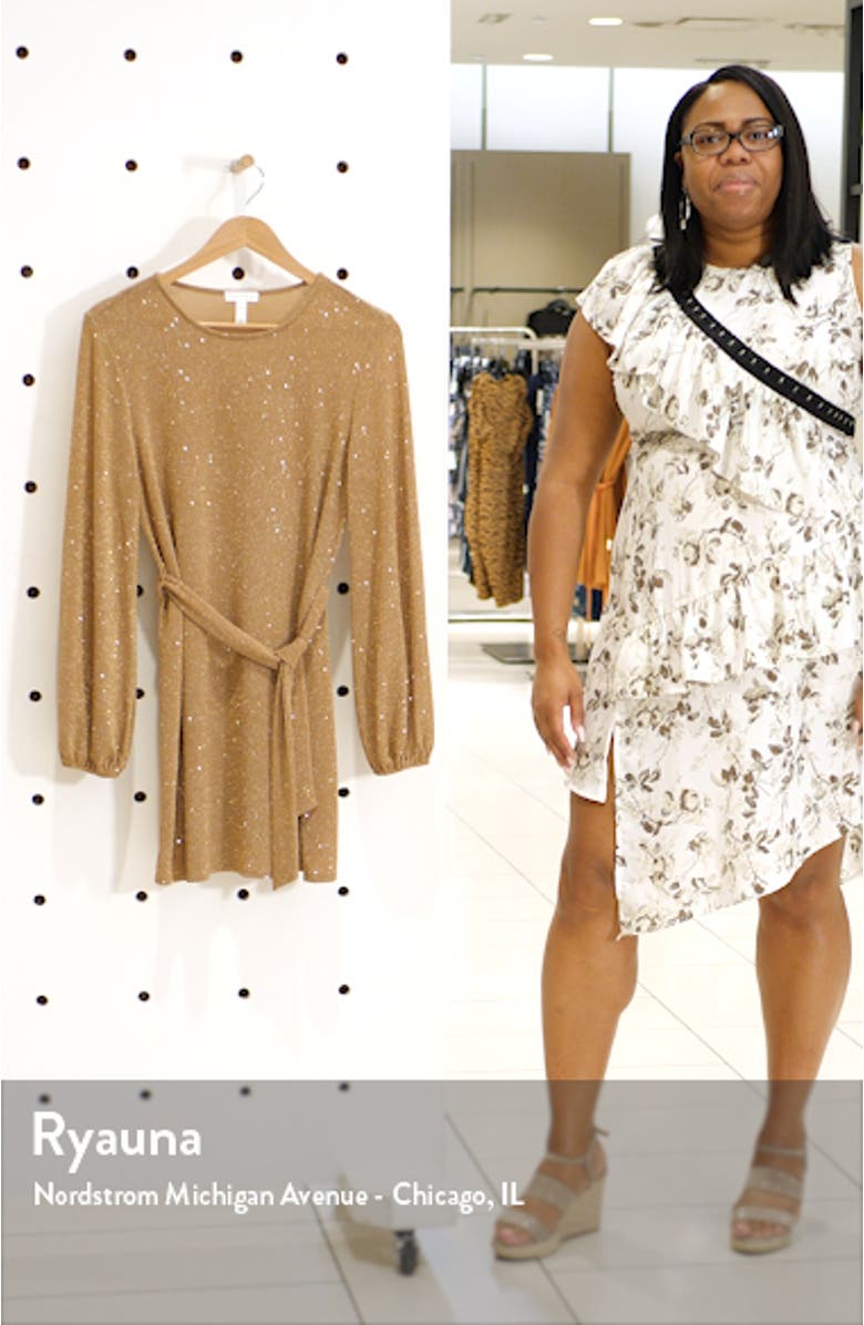Sparkle Tie Waist Long Sleeve Dress, sales video thumbnail